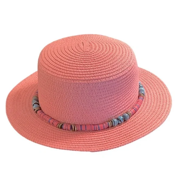 Pink Beaded Sun Beach Hat - Picture 3 of 4